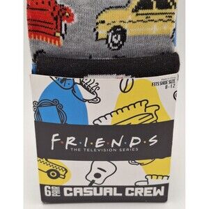 Friends Casual Crew Socks Bioworld 6 Pk Sz 8-12